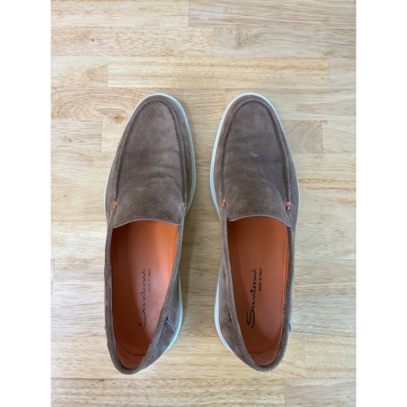 Santoni Botanist/Malibu Loafers Mens 11.5 Brown Suede Slip On Italian Shoes main image 7
